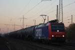 SBB Cargo 482 015 am 14.11.11 mit einem Kesselwagenzug bei der Durchfahrt durch Ratingen-Lintorf.