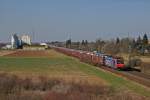 Re 482 010-6 mit DGS 47059 Rotterdam Rmo - Safenwil/CH bei Riedstadt-Wolfskehlen. 21.03.12