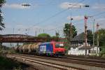 SBB Cargo 482 026 am 13.5.12 mit einem Kesselzug bei der Durchfahrt durch Dsseldorf-Rath.