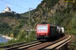 482 027-0 von SBB Cargo mit einem Containerzug zwischen Braubach und Osterspai an der rechten Rheinstrecke (23.08.2012)