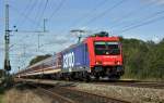 SBB Cargo Re 482 043, vermietet an Bräunert Eisenbahnverkehr, hat mit einem Euro-Express-Sonderzug am 23.09.12 soeben den Bahnhof Diepholz Richtung Osnabrück passiert.