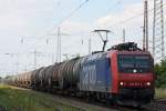 SBB Cargo 482 002 am 22.7.12 mit einem Kesselzug von Gelsenkirchen-Bismarck nach Basel bei der Durchfahrt durch Ratingen-Lintorf.