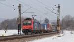 Re 482 002-3 mit einem KLV Zug bei Kollmarsreute 14.2.13