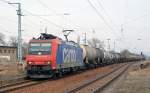 482 014 zog am 08.04.13 einen Kesselwagenzug durch Eilenburg Richtung Halle(S).