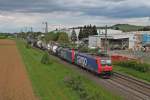 Am 11.05.2013 bespannte SBB Cargo Re 482 019-7 zusammen mit SBB Cargo Re 482 007-2 den sehr kurzen BASF-Zug von Ludwigshafen Richtung Schweiz.