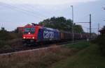 Hier 482 040-3 mit einem Schiebewandwagenzug, bei der Ausfahrt am 9.10.2013 aus Schwedt(Oder) Hbf., in Richtung Angermnde.