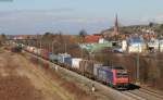 Re 482 001-5 mit einem KV Zug bei Teningen 20.2.14