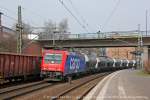 482 043-7 Transpretrol SBB Cargo mit einem Kesselzug am 04.03.2014 in Hamburg Harburg.