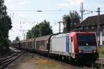 SBB Cargo/Railpool/SETG 482 042 am 6.8.13 mit einem Schiebewandwagenzug in Verden (Aller).