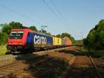 482 049-4 Richtung Süden mit einen Containerzug unterwegs am 03.06.14 bei Vollmerz.