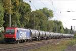 SBB Cargo/Bräunert Transpetrol 482 043 am 26.9.13 mit einem Kesselzug in Ratingen-Lintorf.