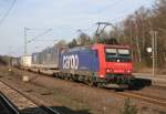 SBB 482 027 mit DGS 43673 (Lbeck Skandinavienkai–Basel Bad Rbf) am 02.04.2011 in Unterl