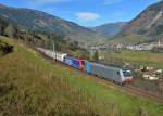 186 288 + Re 482 045 mit TEC 41857 am 29.11.2014 bei Angertal.