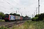 SBB Cargo Re 482 019-7 am 14.06.2014 mit einem Containerzug in Müllheim (Baden).