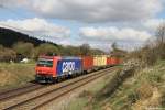 482 019 mit Containerzug am 18.04.2015 bei Dettenhofen.