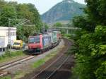 Auch 482 023-9 der SBB Cargo war am 12.5.15 mit einem Mischer in Bad Honnef anzutreffen.