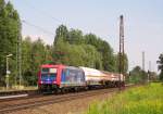 482 037-9 von InfraLeuna zieht am 07.August 2015 vier Kesselwagen durch Leipzig-Thekla in Richtung Leipzig-Mockau.