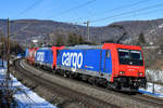 484 012 ist mit einer Schwesterlok auf dem Weg in den Süden, aufgenommen bei Hornussen AG am 14.02.2021.