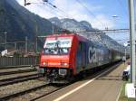 E 484.020 SR mit einem Reisezug beim Gotthardjubilum am 08.09.2007 in Erstfeld.