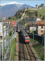 Fahrleitungsmaste und Lrmschutzwnde verhindern heutzutage weitgehendst, das klassische Bellinzona Bild mit der Burganlage Montebello vernnftig abzulichten.