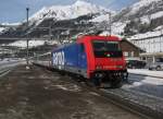 Re 484 021  Gottardo  mit dem EC 15 bei Einfahrt in Airolo, 08.02.2012.