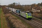 Am 30.03.2016 bespannte Re 485 004-6 den CargoBeamer (Köln Eifeltor - Domodossola), als sie bei Müllheim (Baden) in Richtung Auggen fuhr.