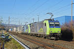 Doppeltraktion, mit den BLS Loks 485 019-4 und 485 017-8, fährt Richtung Bahnhof Itingen.