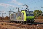 Nachschuss auf Re 485 009, als diese am Nachmittag des 19.09.2018 aus dem Abstellbereich von BLS Cargo im Badischen Bahnhof von Basel gen nördliches Vorfeld rangierte.