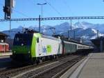 bls - 485 014-5 bei Rangierarbeiten im Bahnhof von Spiez am 08.02.2008