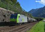 Re 485 017 mit einem Kesselzug am 28.08.2013 bei Biasca.