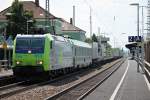 BLS Cargo Re 485 013-7 am 25.07.2014 mit einer RoLa (Novara - Freiburg (Brsg) Gbf) in Müllheim (Baden).