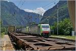 Herrlich viel Verkehr auf der Simplon Strecke! Während in Varzo ein langer Güterzug auf die Weiterfahrt wartet, kommt von Süden ein weiterer, nordwärts fahrender, Güterzug mit