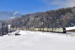 Re 486 504 mit einem KLV am 05.02.2019 bei Goldau.