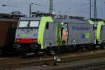 BLS Cargo E486507 SF abgestellt am 18.04.2009 in Basel Badischer Bahnhof.