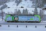 Die BLS Cargo Lokomotive 486 506 fährt den Gotthard hinauf.Bild Wassen 3.2.2015