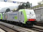 bls - 486 504-4 vor Gterzug in Spiez am 06.04.2013