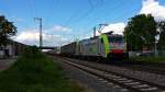 Durchfahrt am 14.05.2014 von BLS Cargo Re 486 505 mit einem Containerzug in Müllheim (Baden).