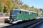 Die liebevoll restaurierte Ae 6/6 11407 ''Aargau'' des Vereins Mikado 1244 am 15.10.2017 während des Fahrzeugtreffens in Bauma.