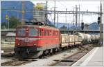 Ae 6/6 11423 (ex.Wallis) erreicht Buchs SG mit einem Zementzug aus Untervaz (Holcim). (10.07.2007)