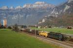 610 11407 'Aargau' mit Gterzug bei Flums (01.11.2007)