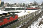 Viermal Ae 6/6 und Re 4/4 11221 am BW Biel; 14.12.2008