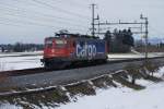 Ae 610 492-1 fhrt am 20.2.09 als Lokzug von Mnsingen Richtung Wichtrach.