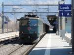 SBB - Ae 6/6  11514 mit Gterzug bei der durchfahrt im Bahnhof Leuk am 18.03.2011