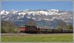 Unbekannte Ae 6/6 mit Autozug bei Buchs SG. (26.04.2012)