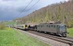 Ae 6/6 11440 am 24.04.2012 mit Gterzug bei Tecknau.