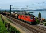 Eine Ae 6/6 mit einem Kesselzug am 02.09.2010 unterwegs bei Einigen.