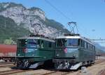 SBB HISTORIC: Begegnung der Ae 6/6 11411  ZUG  und der Ae 6/6 11402  URI  anlässlich der Fitnessfahrten in Erstfeld vom 7.