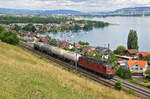 Re 620 030-7 am 29.06.2017 in Einigen am Thunersee.