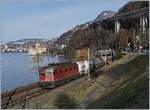 Im Gegensatz zu den Bildern bei der MOB am Mittag, schien am späteren Vormittag beim Château de Chillon noch die Sonne, so dass sich die SBB Re 620 029-9 mit ihrem kurzen Güterzug im