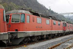 Re 6/6  Prototypen auf dem Abstellgeleise in Bellinzona-San Paolo.